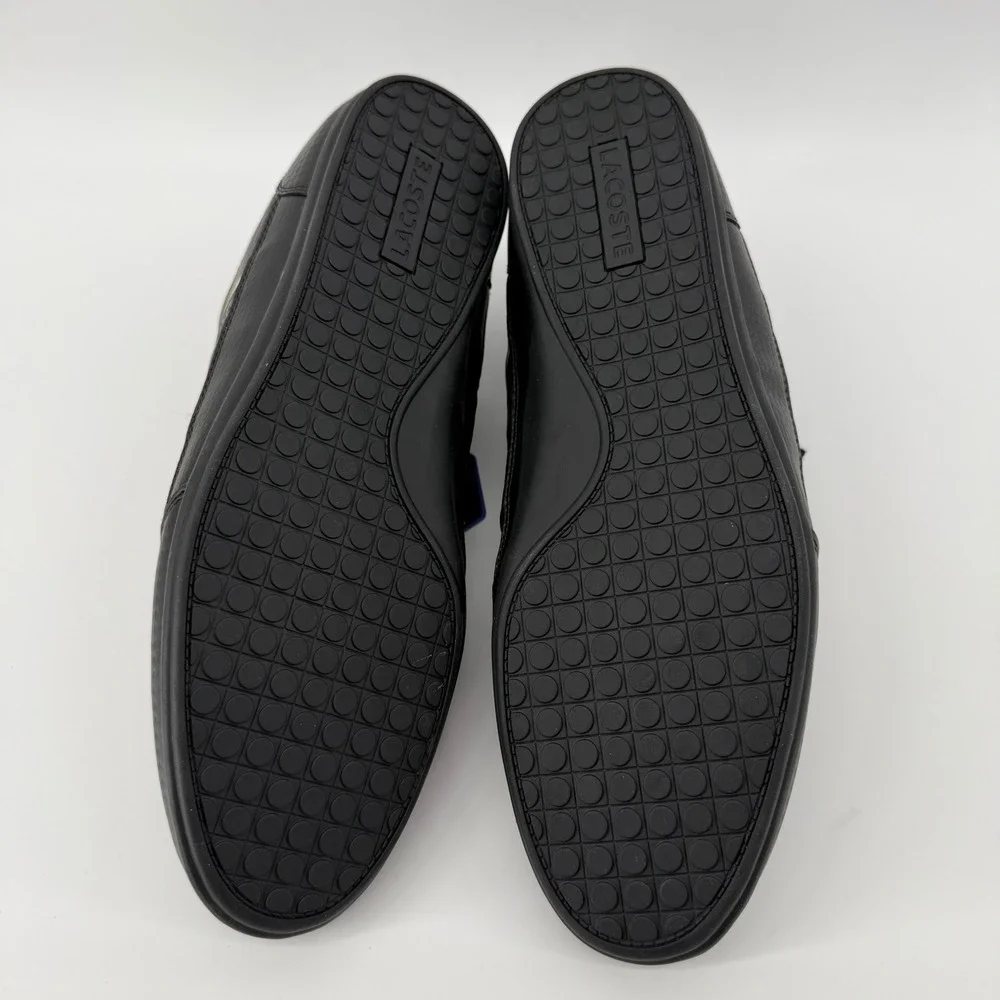Lacoste Sneakers Mens 11.5 Black Chaymon 0721 3 CMA Leather Low Top Gold Logo